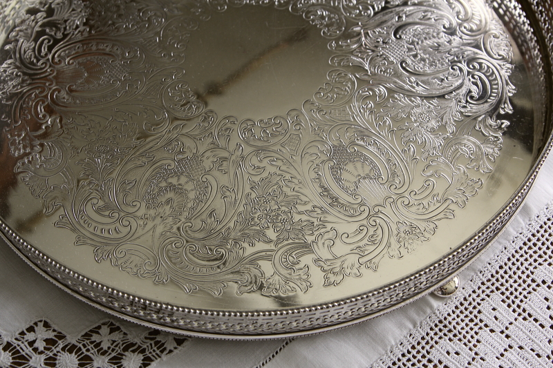 アンティークシルバートレイ イギリス ラウンド 【Antiques