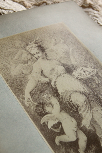 アンティークプリントプレート　挿絵画家　L.Penet　天使　妖精　フランス