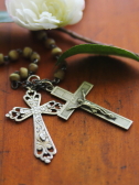 アンティーククロスネックレス十字架　ロザリオ　カトリック　フランス