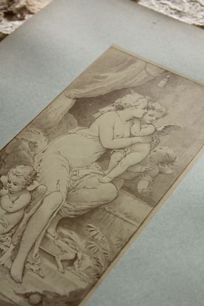 アンティークプリントプレート　挿絵画家　L.Penet　天使　妖精　フランス