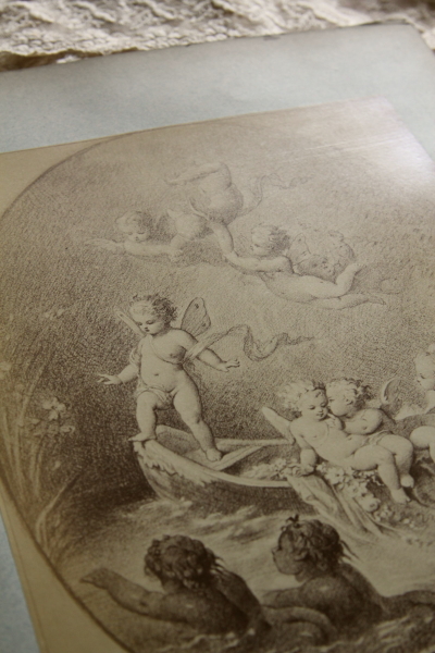アンティークプリントプレート　挿絵画家　L.Penet　天使　妖精　フランス