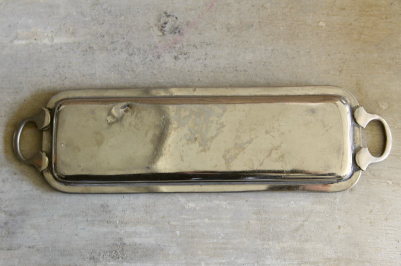 インクウェル　ペントレイ　シルバーメタル（ピューター？） フランスアンティーク インクウェル ペントレイ シルバーメタル（ピューター