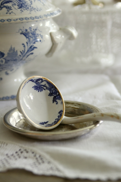 ブルーグレー×ホワイトレードルセット アンティーク