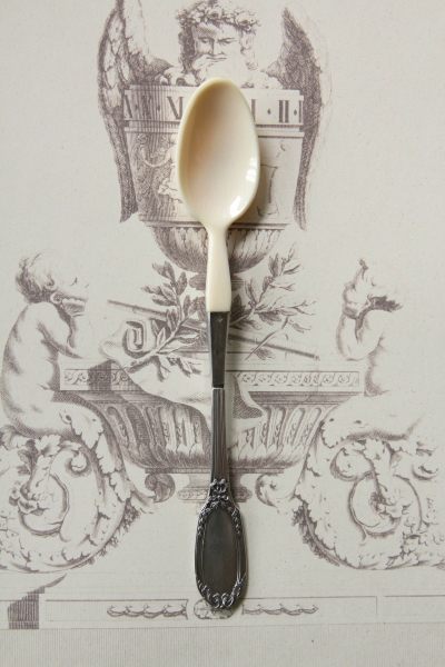 アンティークシルバーベビースプーン アイボリー象牙 フランス