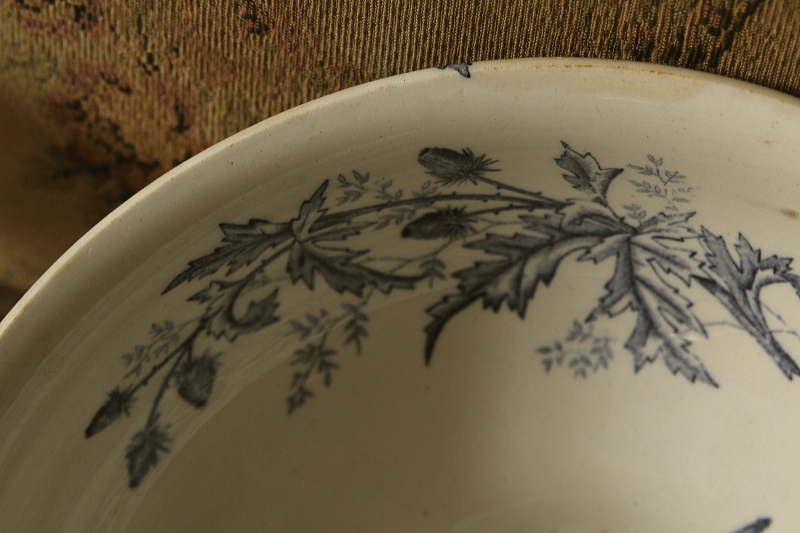 アンティーク陶器 大鉢ボウル 花鳥柄 フランス 【Antiques