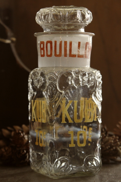 アンティークガラスジャー　ブイヨン　BOUILLON KUB フランス　ガラス瓶