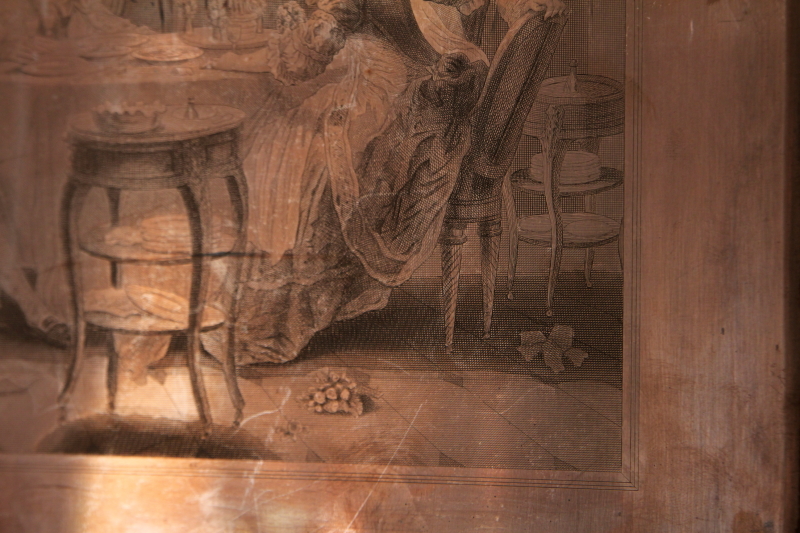 アンティークエングレーヴィング銅版画　原版　ビュラン　ロココ　フランス