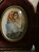 アンティークミニアチュール　フランス　細密画　聖母子像