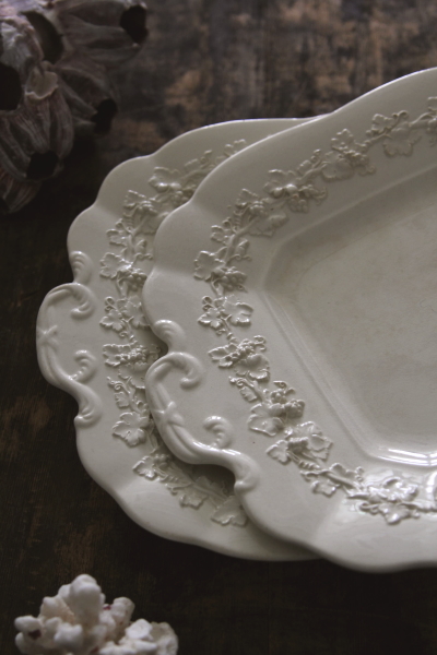 アンティークウエッジウッド wedgwood embossed queens ware B&B