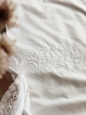 アンティークコットンカバー　baby 刺繍　ヤドリギ　イカリ　イギリス