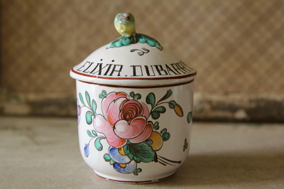 アンティークキャニスター 陶器ポット フランス バラ 【Antiques