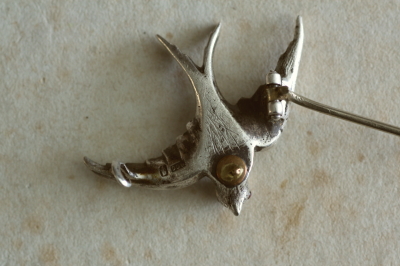 アンティークシルバーブローチ ツバメ ヴィクトリアン ペースト