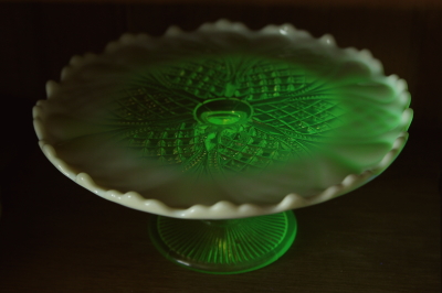 アンティークヴァセリングラスケーキスタンド DAVIDSON プレス