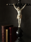 アンティーク像　磔刑像　イエス像　黒の十字架 フランス
