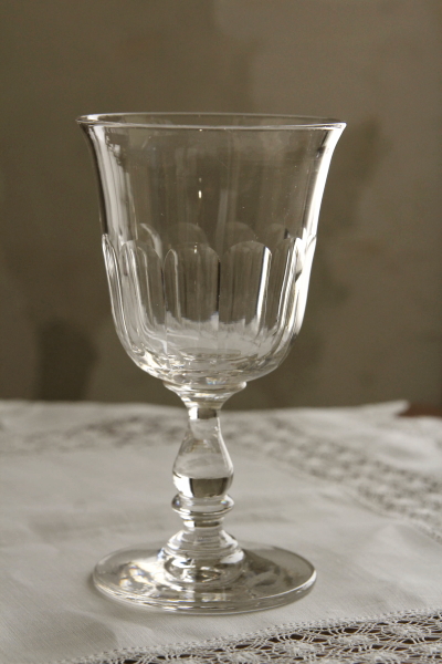アンティーククリスタルワイングラス　フランス　ハンドカット　吹きガラス