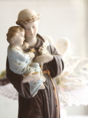 アンティークフィギュリン　聖アントニオ　ビスク像　幼子イエス　フランス