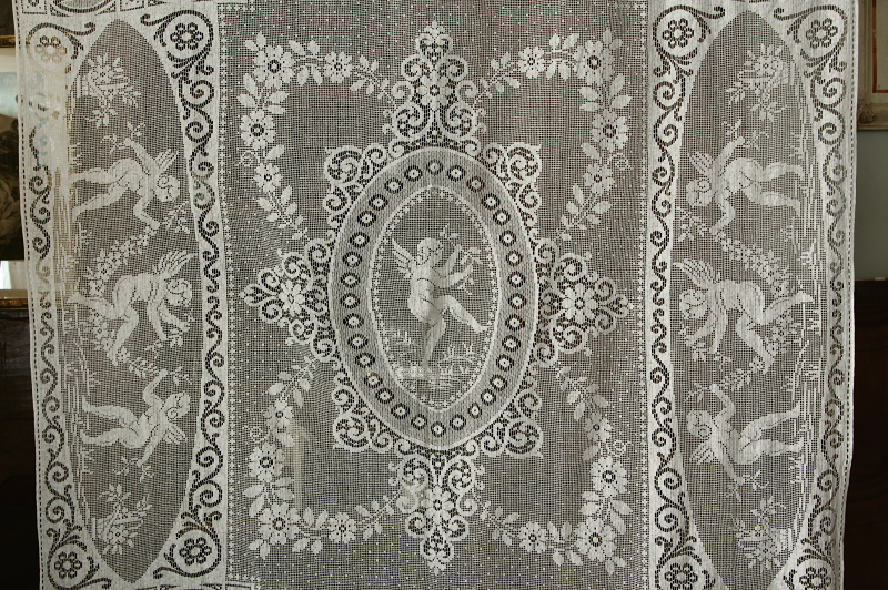 アンティークレースカーテン イギリス 天使 エンジェル【Antiques