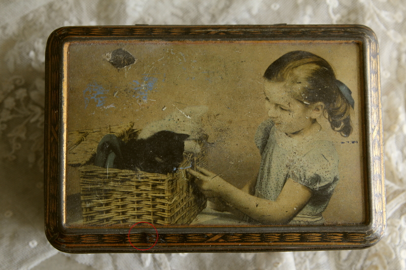 1900年 フランスアンティーク 少女 ブリキ 缶 PARIS ブロカント