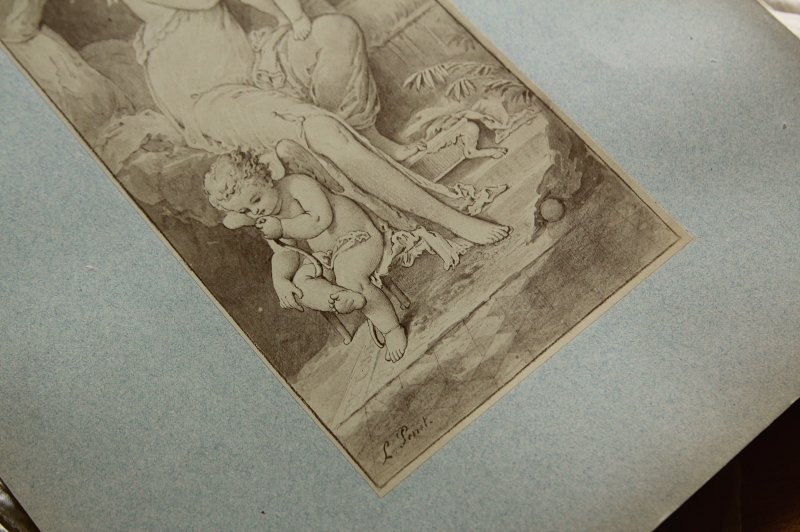 アンティークプリントプレート　挿絵画家　L.Penet　天使　妖精　フランス