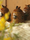 アンティーク陶器ハニーポット　ミツバチ　イギリス foreign