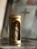 アンティークマリア像　ルルドのマリア　小さな聖像　フランス