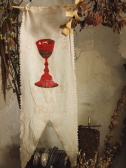 アンティークフラッグ　教会の旗　ブロカント　聖杯　フランス