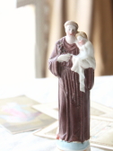 アンティークビスク聖像　聖アントニオ　幼子イエス　フランス