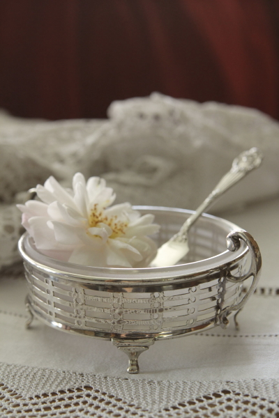 純銀アンティークシルバーバターディッシュバターナイフ