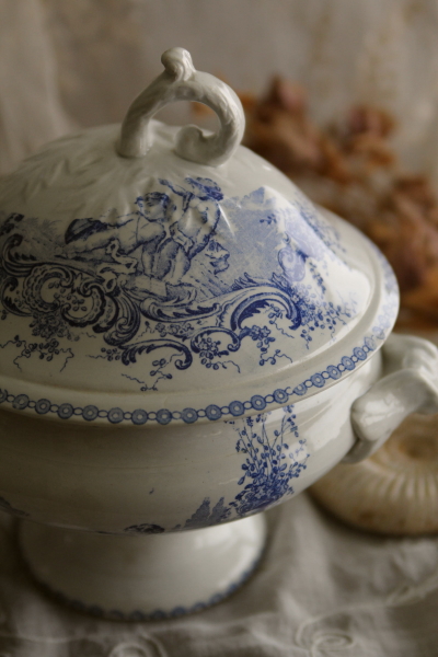 ブルーグレー×ホワイトレードルセット アンティーク