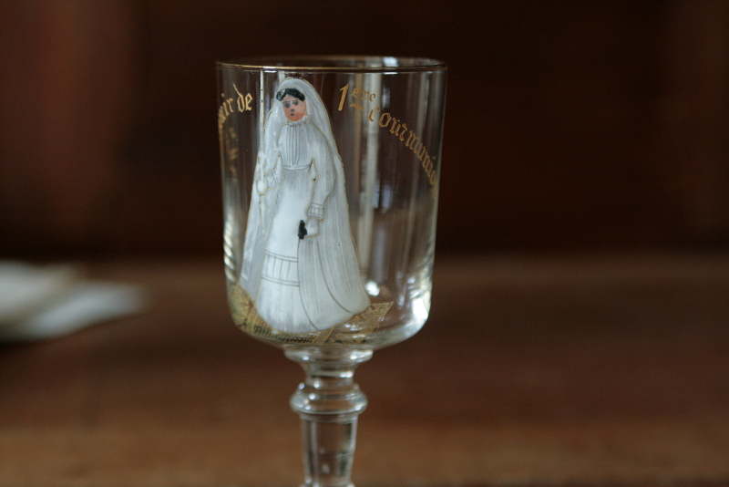 アンティークガラス　金彩エナメル絵付け　グラス　コップ アンティークガラス 金彩エナメル絵付け グラス コップ