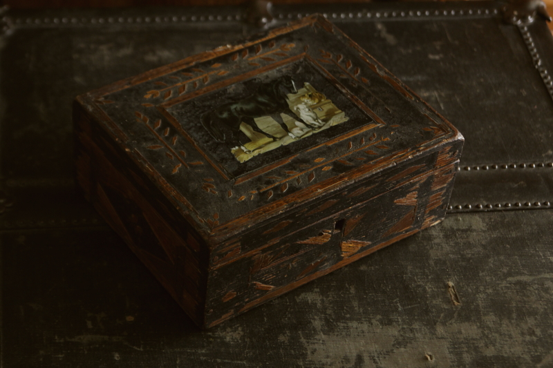 アンティーク木箱 ボックス デコパージュ インレイ 20170426