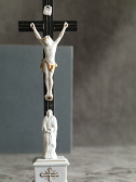 アンティーク聖像　磔刑のイエス　マグダラのマリア　黒の十字架　フランス　アンティークストリュフ 20230906