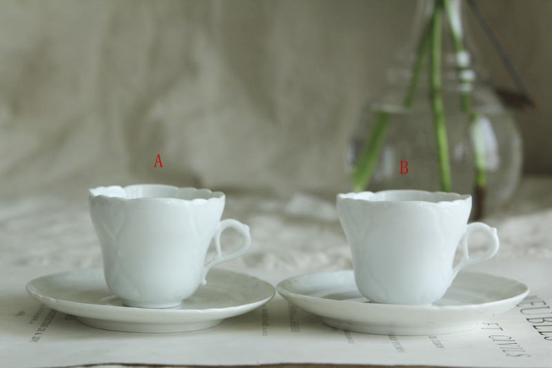 アンティークコーヒーカップ＆ソーサー ポーセリン 白磁 フランス 