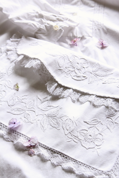 アンティークナイトドレスケース　マウントメリック刺繍　mountmellick embroidery　薔薇 アイルランド　イギリス