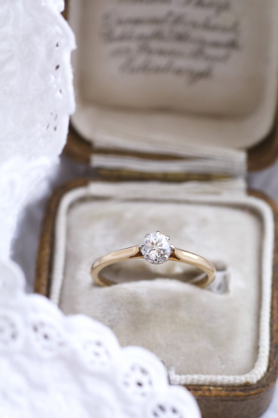 オールドヨーロピアンカット　ダイヤモンドソリテールリング　イギリス アンティークストリュフ 20251030