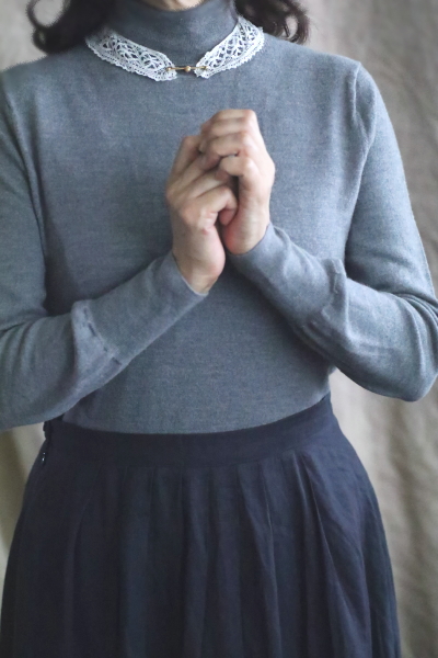 ハンドメイドボビンレースカラー　イギリス　アンティークストリュフ