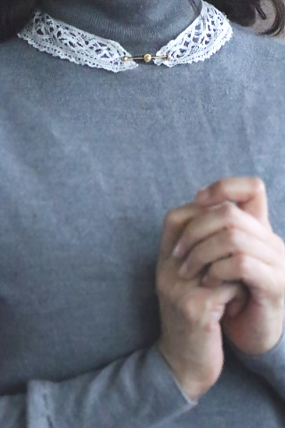 ハンドメイドボビンレースカラー　イギリス　アンティークストリュフ