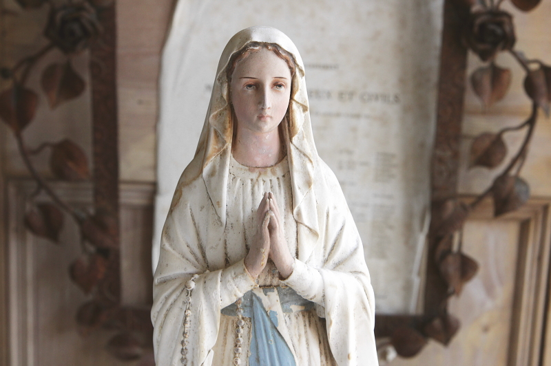 アンティークマリア像　石膏像　ルルドの聖母　フランス　アンティークストリュフ 20220602