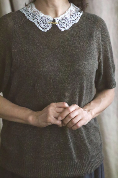 ハンドメイドボビンレースカラー　イギリス　アンティークストリュフ