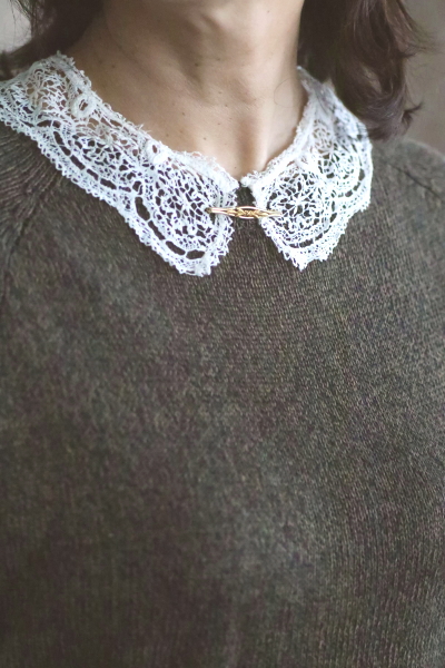 ハンドメイドボビンレースカラー　イギリス　アンティークストリュフ