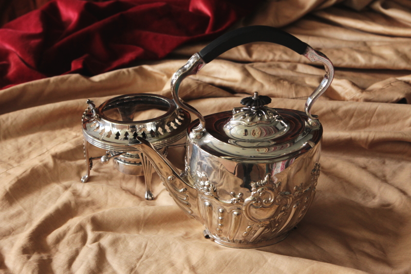 アンティークティーケトル　スタンド　WAlKER & HALL　イギリス　紅茶道具