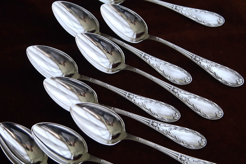 オリーブのテーブルスプーン＆フォーク　フランス　アンティークストリュフ