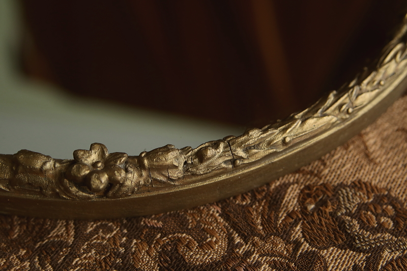 ゴールドバーボラフレームミラー　イギリス アンティークストリュフ