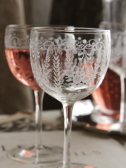 アンティークエングレービングワイングラス　薔薇　花綱　ガーランド　イギリス