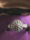 アンティークフラワークラスターダイヤモンドリング　ヴィンテージジュエリー　エンゲージリング　婚約指輪　イギリス　アンティークストリュフ 20220127
