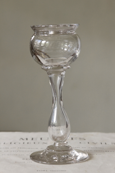 アンティークガラスオイルランプ　吹きガラス　フランス　ブロカント　フレンチアンティーク