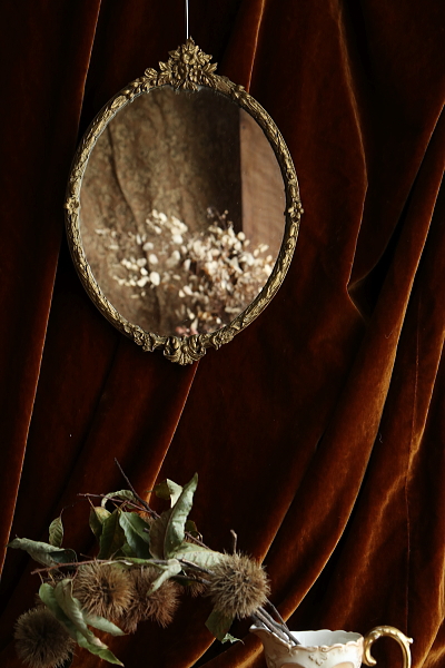 ゴールドバーボラフレームミラー　イギリス アンティークストリュフ 20251031