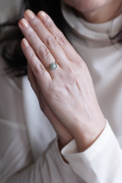 アンティークエメラルドリング　ヴィンテージジュエリー 指輪　ダイヤモンド　イギリス