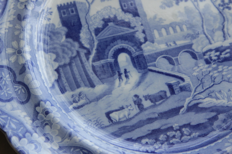 アンティークスポード　spode castle キャッスル　ブルーアンドホワイト　イギリス　ジョージアンアンティーク