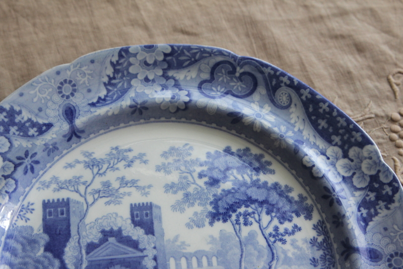 アンティークスポード　spode castle キャッスル　ブルーアンドホワイト　イギリス　ジョージアンアンティーク